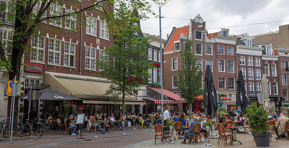 Terras in centrum Amsterdam